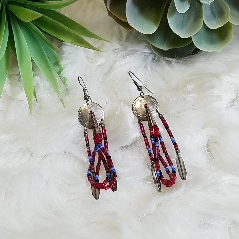 Boho beaded dangle earrings